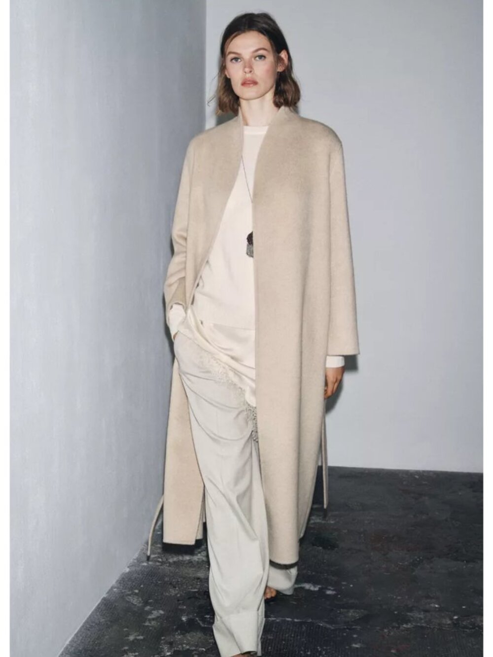 ZARA ZW COLLECTION LIMITED EDITION MINIMAL WOOL BLEND COAT - Picture 7 of 8